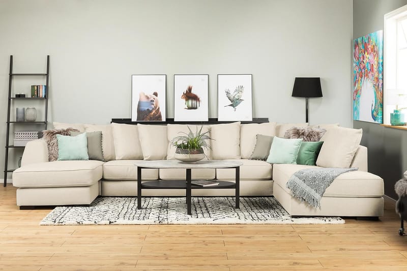 Optus 6-sits Högervänd U-formad Large Soffa med Divan och Schäslong i Tyg inkl Kuvertkuddar - Beige - Möbler - Vardagsrum - Soffor - U-soffor