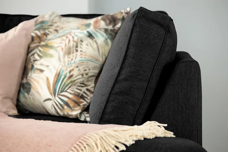 Optus 6-sits Högervänd U-formad Large Soffa med Divan och Schäslong i Tyg - Svart - Möbler - Vardagsrum - Soffor - U-soffor