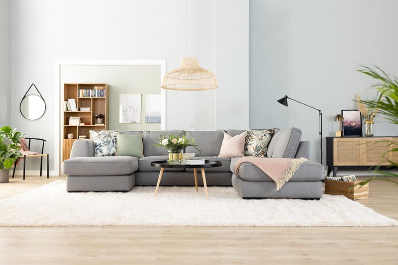 Optus 6-sits Vänstervänd U-formad Large Soffa med Divan och Schäslong i Tyg - Ljusgrå - Möbler - Vardagsrum - Soffor - U-soffor