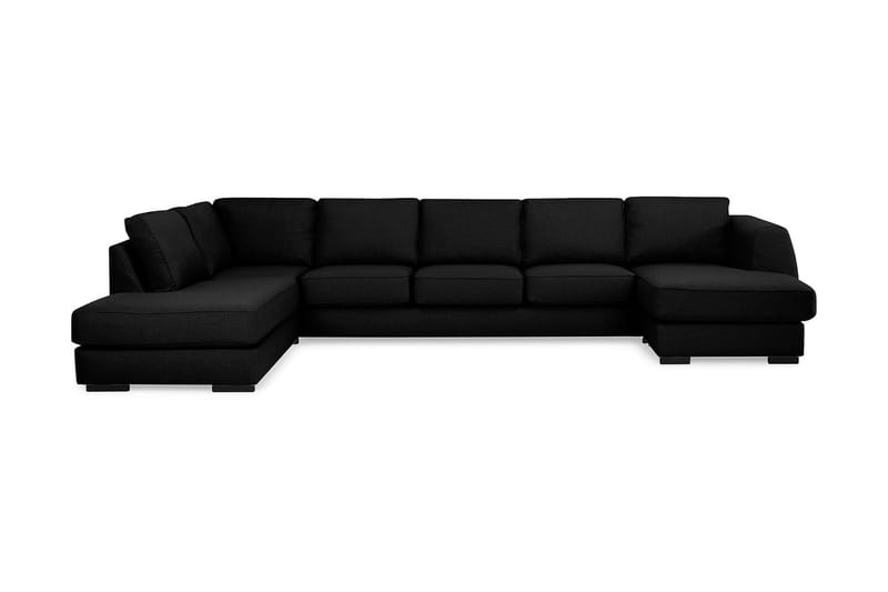 Optus 6-sits Vänstervänd U-formad Large Soffa med Divan och Schäslong i Tyg - Svart - Möbler - Vardagsrum - Soffor - U-soffor