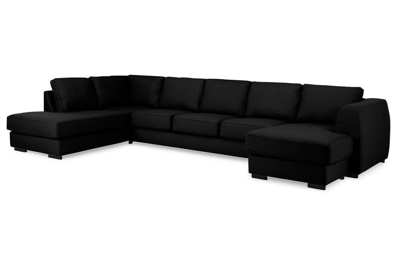 Optus 6-sits Vänstervänd U-formad Large Soffa med Divan och Schäslong i Tyg - Svart - Möbler - Vardagsrum - Soffor - U-soffor