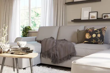 Optus Lyx 4-sits Högervänd U-formad Soffa med Divan och Schäslong i Tyg - Grå - Möbler - Vardagsrum - Soffor - U-soffor