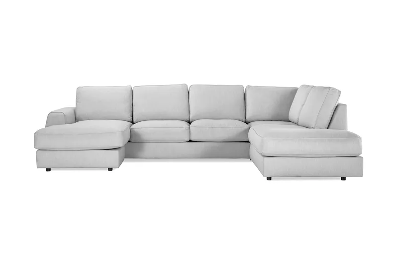 Optus Lyx 4-sits Högervänd U-formad Soffa med Divan och Schäslong i Tyg, Grå