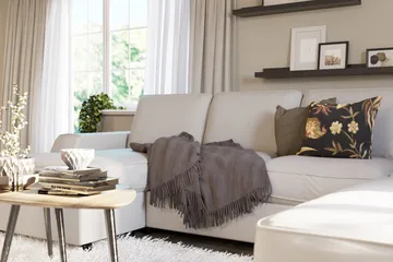 Optus Lyx 4-sits Högervänd U-formad Soffa med Divan och Schäslong i Tyg - Ljusgrå - Möbler - Vardagsrum - Soffor - U-soffor