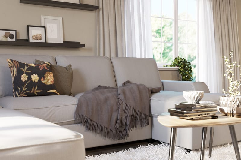 Optus Lyx 4-sits Vänstervänd U-formad Soffa med Divan och Schäslong i Tyg - Grå - Möbler - Vardagsrum - Soffor - U-soffor