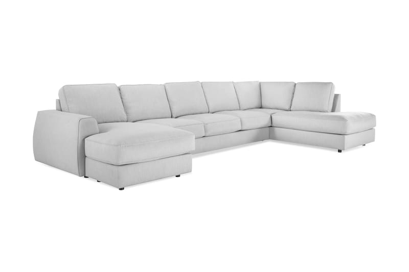 Optus Lyx 6-sits Högervänd U-formad Large Soffa med Divan och Schäslong i Tyg - Grå - Möbler - Vardagsrum - Soffor - U-soffor