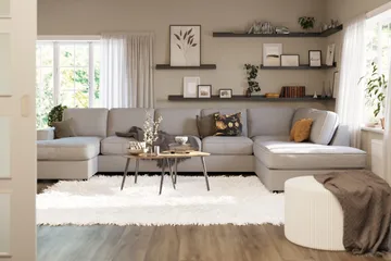Optus Lyx 6-sits Högervänd U-formad Large Soffa med Divan och Schäslong i Tyg - Grå - Möbler - Vardagsrum - Soffor - U-soffor