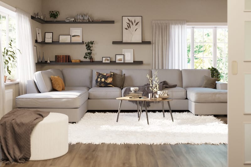 Optus Lyx 6-sits Vänstervänd U-formad Large Soffa med Divan och Schäslong i Tyg - Grå - Möbler - Vardagsrum - Soffor - U-soffor