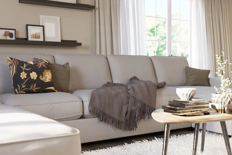 Optus Lyx 6-sits Vänstervänd U-formad Large Soffa med Divan och Schäslong i Tyg - Grå - Möbler - Vardagsrum - Soffor - U-soffor