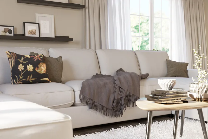 Optus Lyx 6-sits Vänstervänd U-formad Large Soffa med Divan och Schäslong i Tyg - Ljusgrå - Möbler - Vardagsrum - Soffor - U-soffor