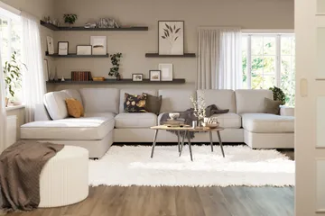 Optus Lyx 6-sits Vänstervänd U-formad Large Soffa med Divan och Schäslong i Tyg - Ljusgrå - Möbler - Vardagsrum - Soffor - U-soffor