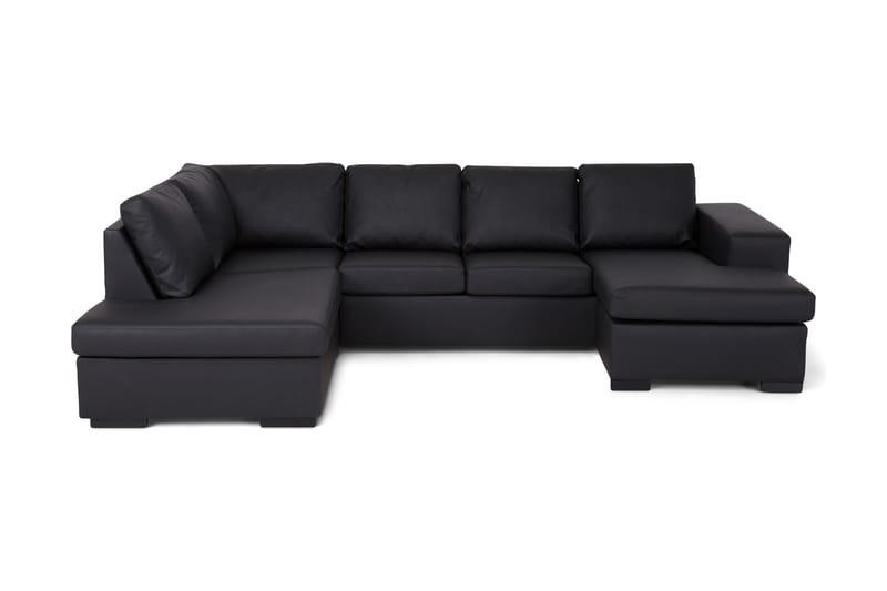 PELAGOS U-soffa med Divan Höger Konstläder Svart - Skinnsoffor - U-soffor