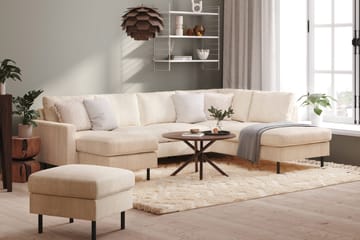 Peppe 4-sits Högervänd U-formad Soffa med Divan och Schäslong i Manchester - Beige - Möbler - Vardagsrum - Soffor - U-soffor
