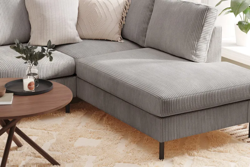 Peppe 4-sits Högervänd U-formad Soffa med Divan och Schäslong i Manchester - Mörkgrå - Möbler - Vardagsrum - Soffor - U-soffor