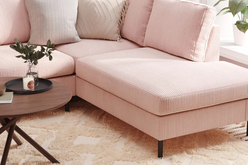 Peppe 4-sits Högervänd U-formad Soffa med Divan och Schäslong i Manchester - Rosa - Möbler - Vardagsrum - Soffor - U-soffor