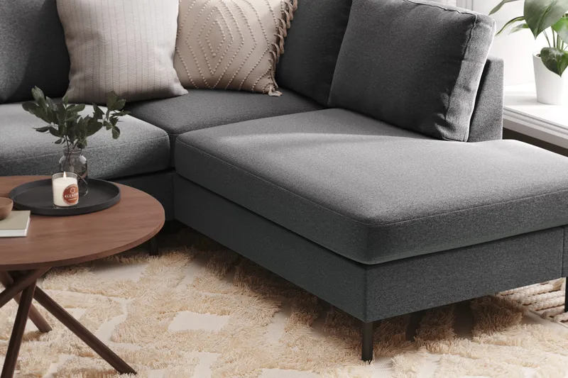 Peppe 4-sits Högervänd U-formad Soffa med Divan och Schäslong i Tyg - Ljusgrå - Möbler - Vardagsrum - Soffor - U-soffor