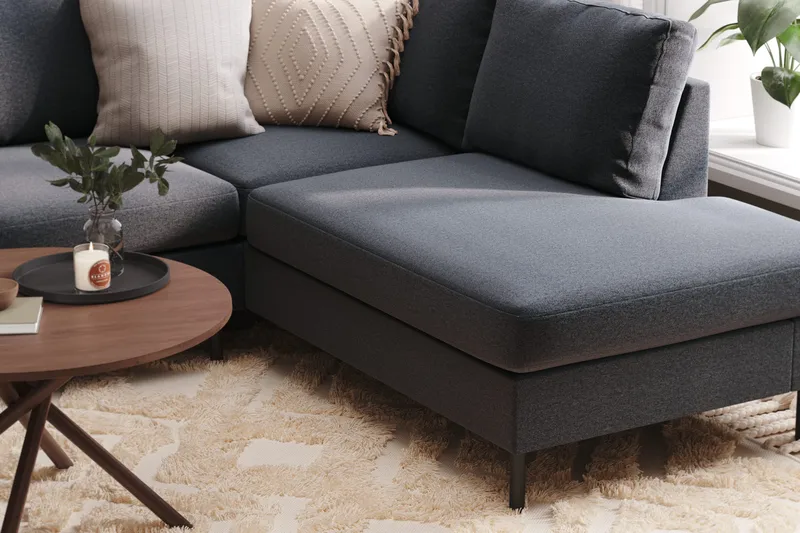 Peppe 4-sits Högervänd U-formad Soffa med Divan och Schäslong i Tyg - Mörkgrå - Möbler - Vardagsrum - Soffor - U-soffor
