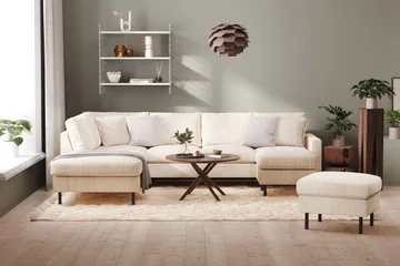 Peppe 4-sits Vänstervänd U-formad Soffa med Divan och Schäslong i Manchester - Beige - Möbler - Vardagsrum - Soffor - U-soffor