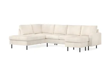 Peppe 4-sits Vänstervänd U-formad Soffa med Divan och Schäslong i Manchester - Beige - Möbler - Vardagsrum - Soffor - U-soffor