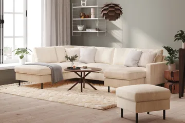 Peppe 4-sits Vänstervänd U-formad Soffa med Divan och Schäslong i Manchester - Beige - Möbler - Vardagsrum - Soffor - U-soffor