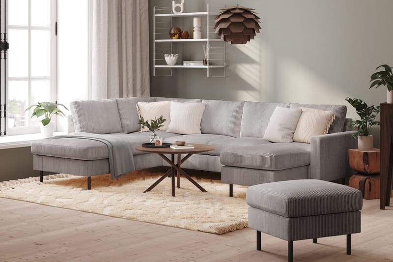 Peppe 4-sits Vänstervänd U-formad Soffa med Divan och Schäslong i Manchester - Mörkgrå - Möbler - Vardagsrum - Soffor - U-soffor