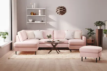 Peppe 4-sits Vänstervänd U-formad Soffa med Divan och Schäslong i Manchester - Rosa - Möbler - Vardagsrum - Soffor - U-soffor