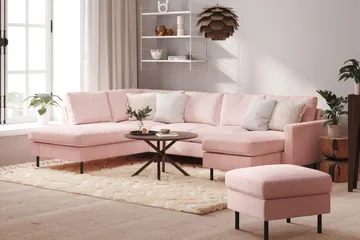 Peppe 4-sits Vänstervänd U-formad Soffa med Divan och Schäslong i Manchester - Rosa - Möbler - Vardagsrum - Soffor - U-soffor
