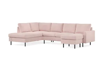 Peppe 4-sits Vänstervänd U-formad Soffa med Divan och Schäslong i Manchester - Rosa - Möbler - Vardagsrum - Soffor - U-soffor