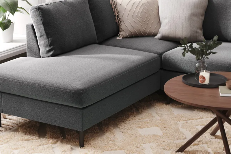 Peppe 4-sits Vänstervänd U-formad Soffa med Divan och Schäslong i Tyg - Ljusgrå - Möbler - Vardagsrum - Soffor - U-soffor