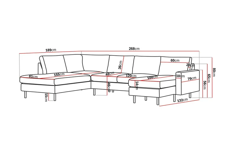 Peppe 4-sits Vänstervänd U-formad Soffa med Divan och Schäslong i Tyg - Ljusgrå - Möbler - Vardagsrum - Soffor - U-soffor