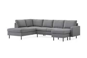 Peppe 4-sits Vänstervänd U-formad Soffa med Divan och Schäslong i Tyg - Ljusgrå - Möbler - Vardagsrum - Soffor - U-soffor