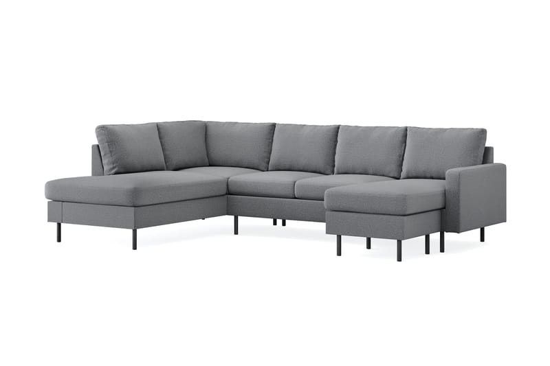 Peppe 4-sits Vänstervänd U-formad Soffa med Divan och Schäslong i Tyg - Ljusgrå - Möbler - Vardagsrum - Soffor - U-soffor