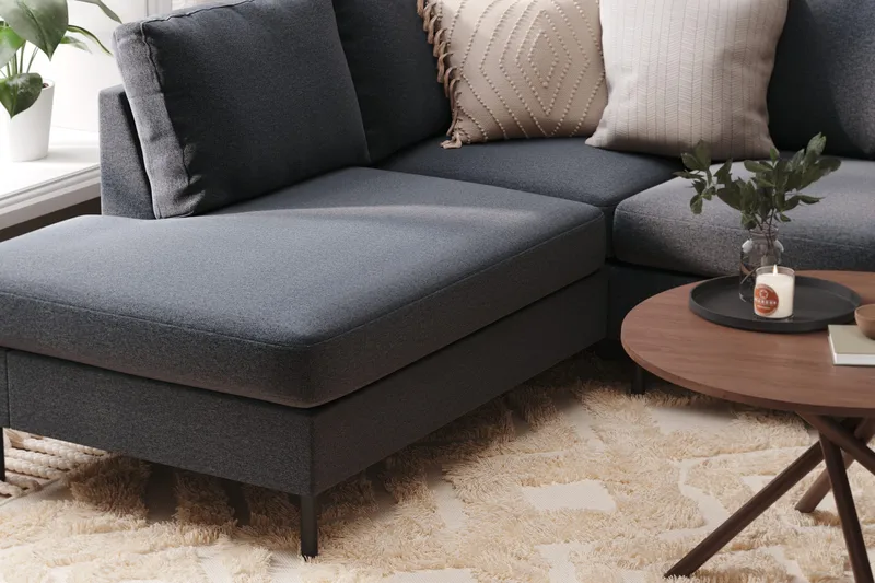 Peppe 4-sits Vänstervänd U-formad Soffa med Divan och Schäslong i Tyg - Mörkgrå - Möbler - Vardagsrum - Soffor - U-soffor