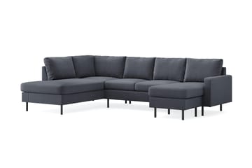 Peppe 4-sits Vänstervänd U-formad Soffa med Divan och Schäslong i Tyg - Mörkgrå - Möbler - Vardagsrum - Soffor - U-soffor