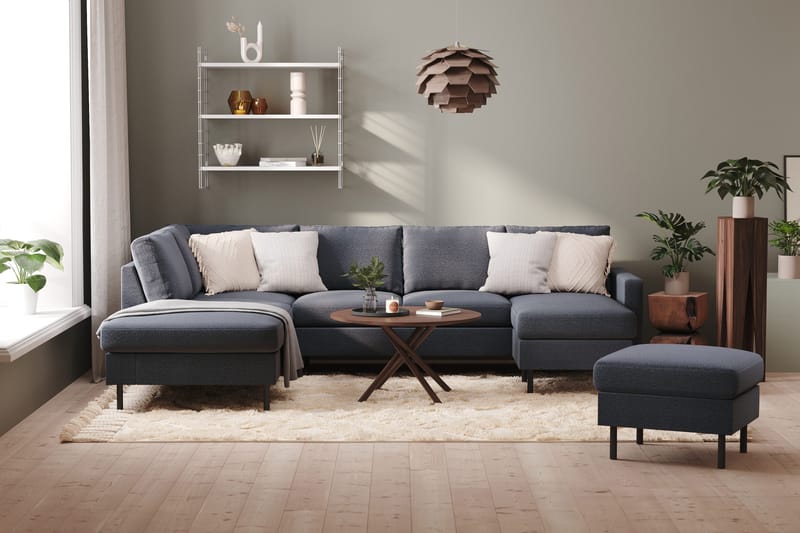 Peppe 4-sits Vänstervänd U-formad Soffa med Divan och Schäslong i Tyg - Mörkgrå - Möbler - Vardagsrum - Soffor - U-soffor