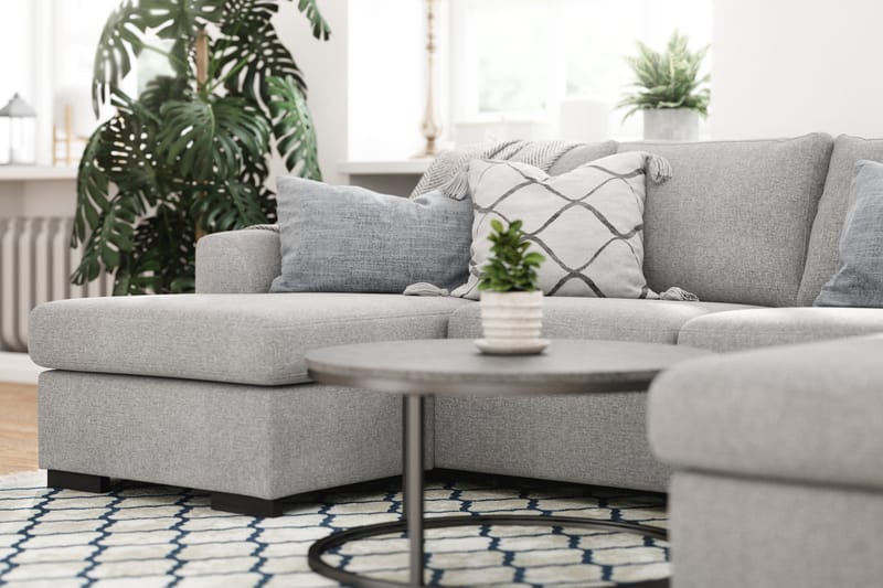 Porto 4-sits U-formad Soffa med dubbeldivan i Tyg - Grå - Möbler - Vardagsrum - Soffor - U-soffor