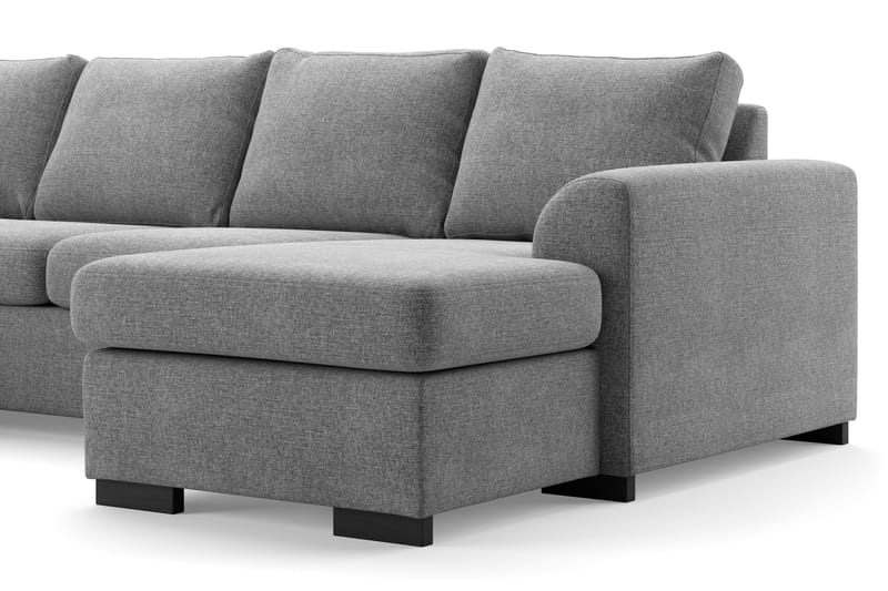 Porto 4-sits Vänstervänd U-formad Soffa med Divan och Schäslong + Fotpall i Tyg - Grå - Möbler - Vardagsrum - Soffor - U-soffor