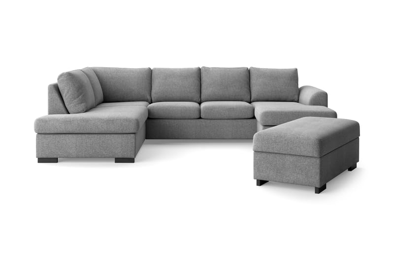 Porto 4-sits Vänstervänd U-formad Soffa med Divan och Schäslong + Fotpall i Tyg - Grå - Möbler - Vardagsrum - Soffor - U-soffor