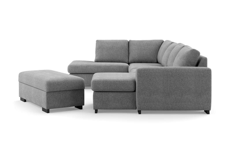 Porto 4-sits Vänstervänd U-formad Soffa med Divan och Schäslong + Fotpall i Tyg - Grå - Möbler - Vardagsrum - Soffor - U-soffor