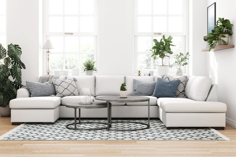 Porto 5-sits Högervänd U-formad Large Soffa med Divan och Schäslong i Konstläder - Vit - Möbler - Vardagsrum - Soffor - U-soffor