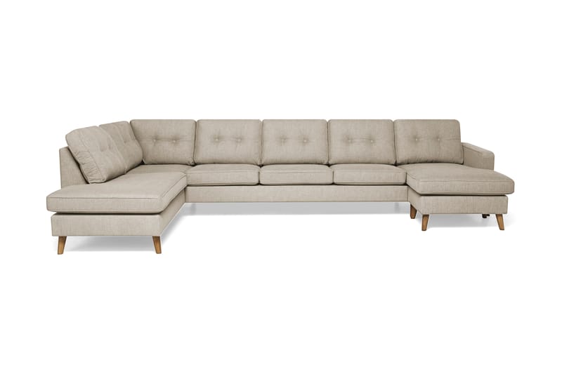 RIVALTA U-soffa Large med Divan Höger Beige - U-soffor