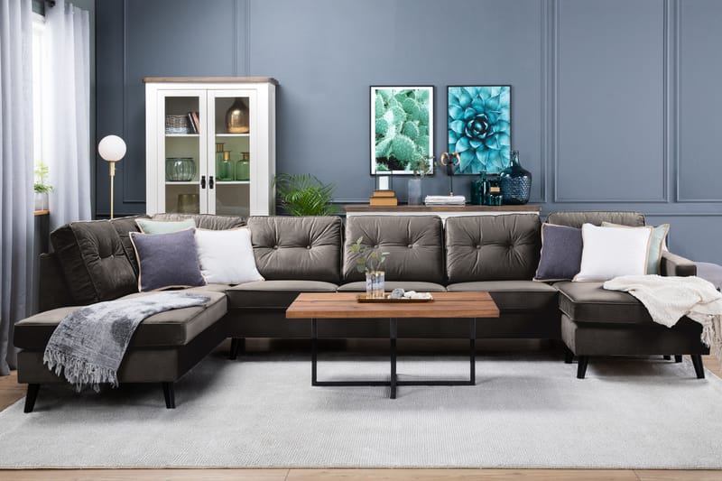 RIVALTA U-soffa Large med Divan Höger Sammet Mullvad - - U-soffor - Sammetssoffor RIVALTA U-soffa Large med Divan Höger Sammet Mullvad - - U-soffor - Sammetssoffor