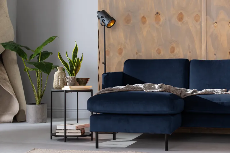 Teodin U-soffa med Divan Sammet Vänster - Blå - Möbler - Vardagsrum - Soffor - U-soffor