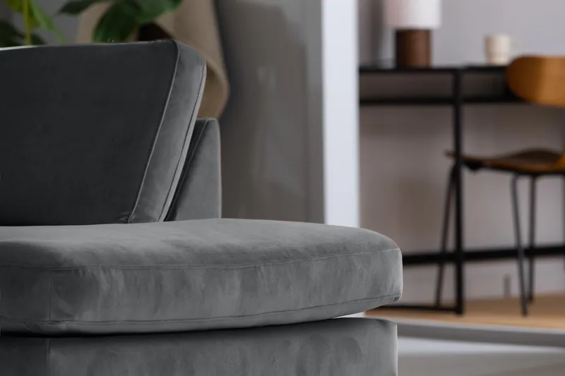 Teodin U-soffa med Divan Sammet Vänster - Ljusgrå - Möbler - Vardagsrum - Soffor - U-soffor