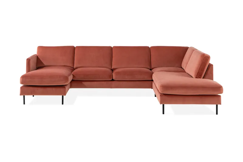 Teodin U-soffa med Divan Sammet Vänster, Rosa