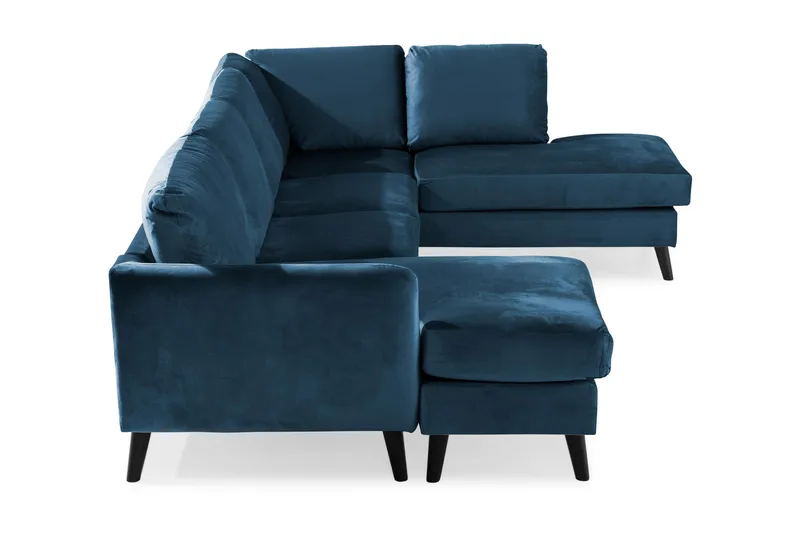 Trend 4-sits Högervänd U-formad Soffa med Divan och Schäslong i Sammet - Blå - Möbler - Vardagsrum - Soffor - U-soffor