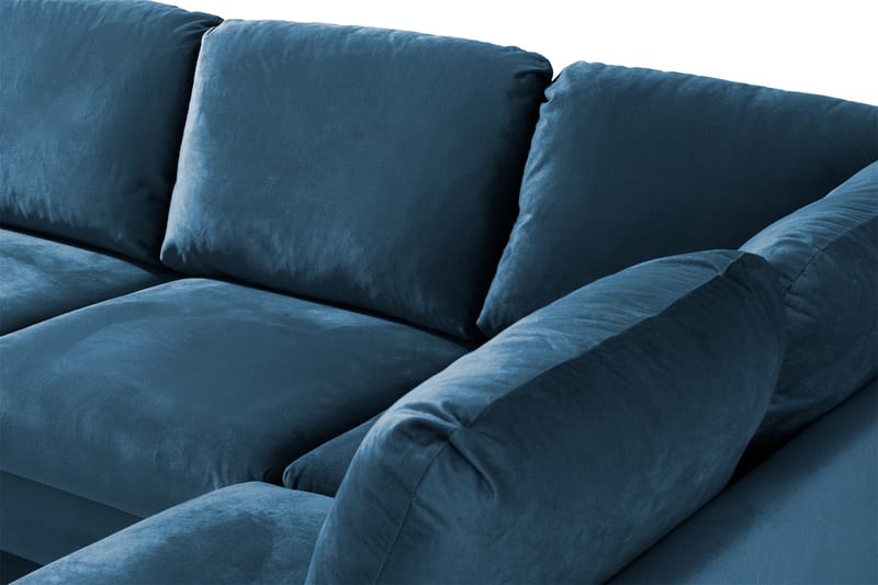 Trend 4-sits Högervänd U-formad Soffa med Divan och Schäslong i Sammet - Blå - Möbler - Vardagsrum - Soffor - U-soffor