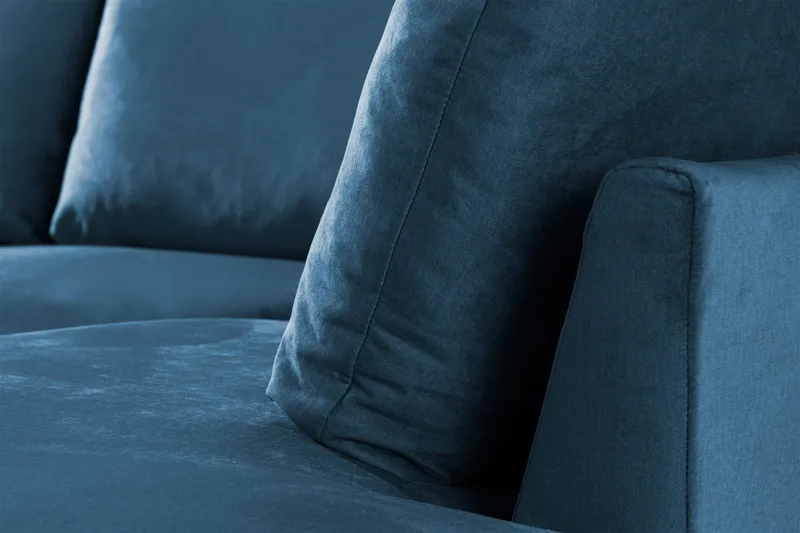 Trend 4-sits Högervänd U-formad Soffa med Divan och Schäslong i Sammet - Blå - Möbler - Vardagsrum - Soffor - U-soffor