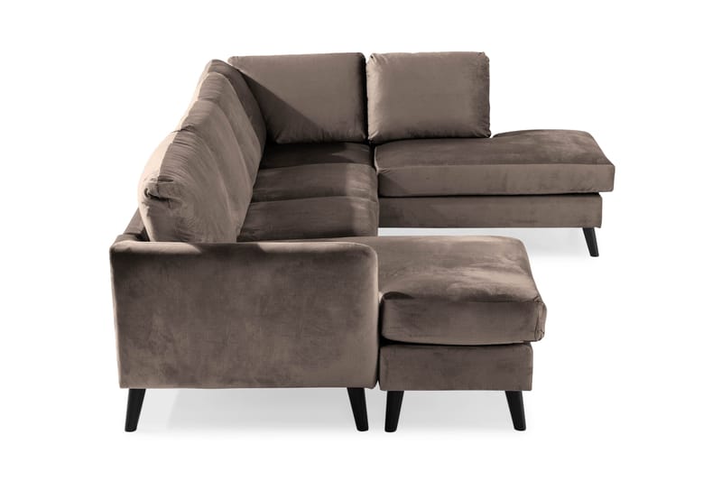 Trend 4-sits Högervänd U-formad Soffa med Divan och Schäslong i Sammet - Brun - Möbler - Vardagsrum - Soffor - U-soffor