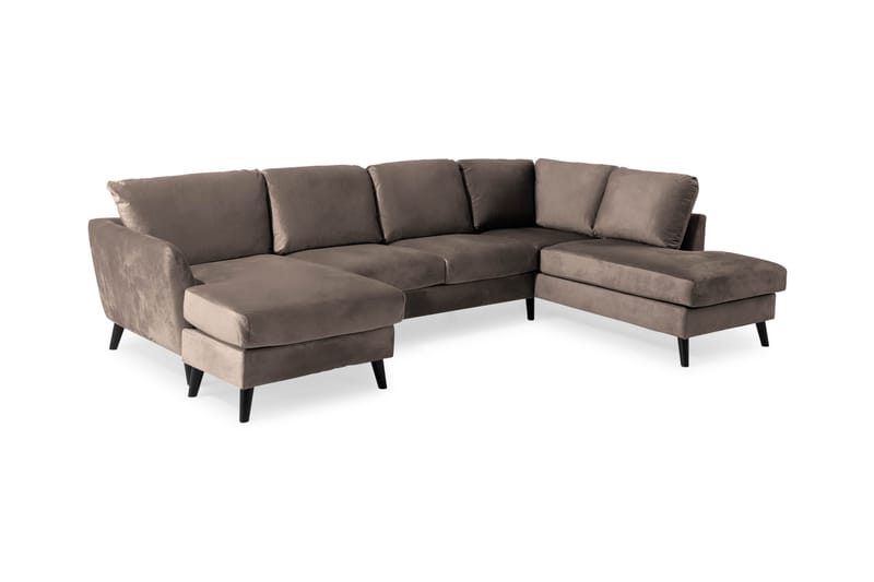 Trend 4-sits Högervänd U-formad Soffa med Divan och Schäslong i Sammet - Brun - Möbler - Vardagsrum - Soffor - U-soffor